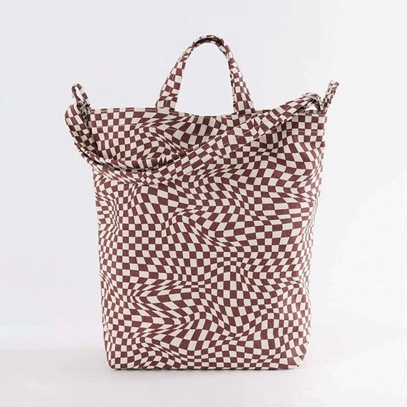 BAGGU Handbags - Baggu Duck Bag Canvas Tote- Maroon Trippy Checker
